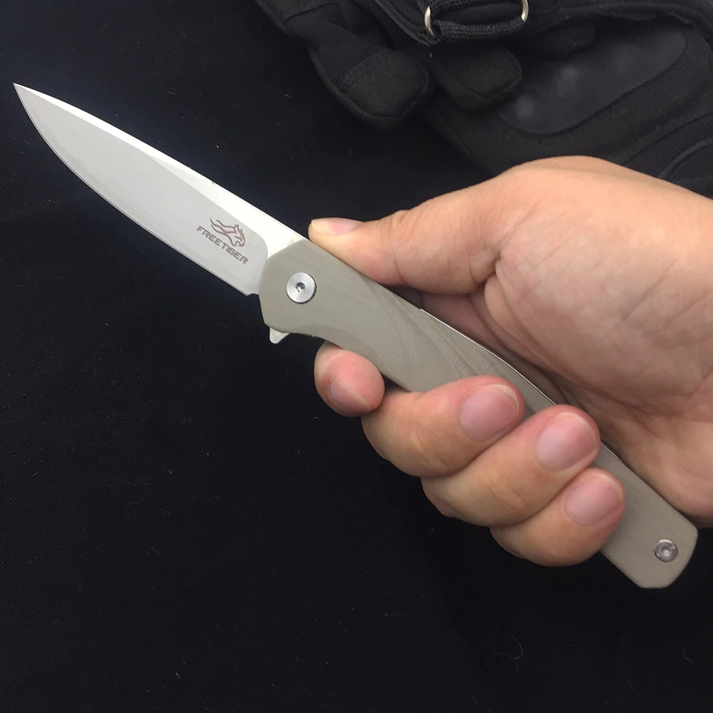 FREETIGER FT907 Folding Knife Ball Bearing D2 Blade G10 Handle camping ...
